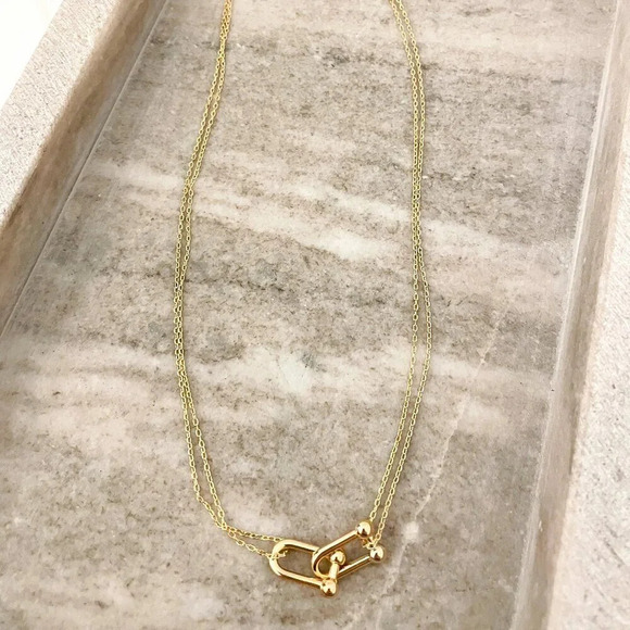 925 Sterling Silver U Link Necklace Link Necklace Modern Choker Necklace - Picture 9 of 11